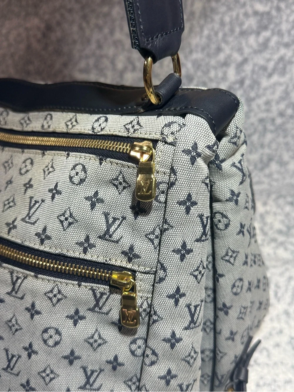 Louis Vuitton Gray Monogram Messenger with Black Straps